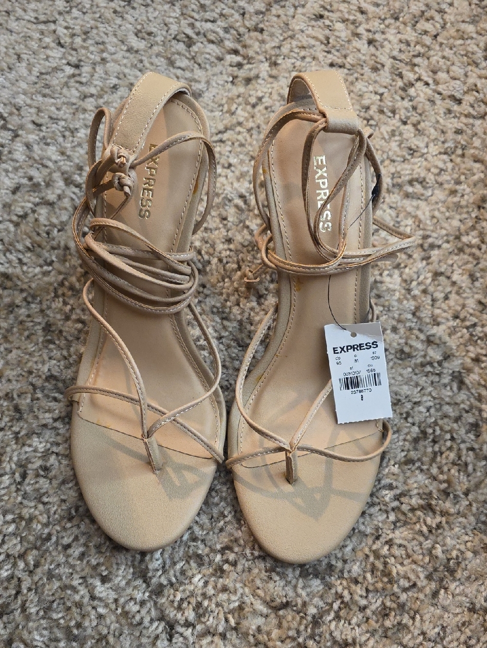 Express Neutral Lace-Up Strappy Sandals